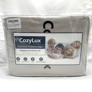 CozyLux Comforter Queen Size Beige Bedding 100% Microfiber NEW